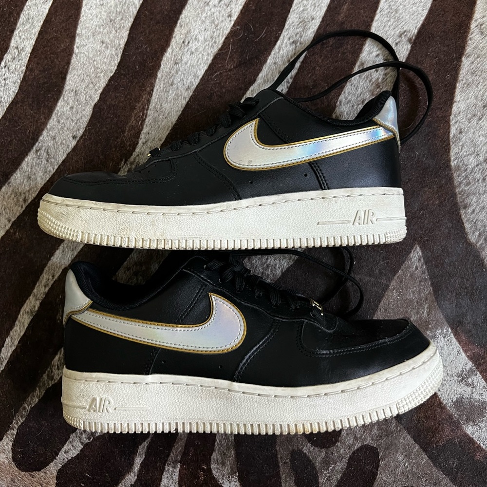 Black and Metallic platform Nike Air Force 1